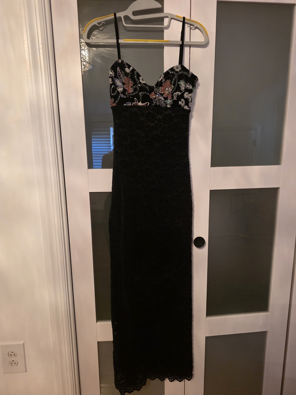 Zara Black Lace Maxi Dress with Embroidered Bust